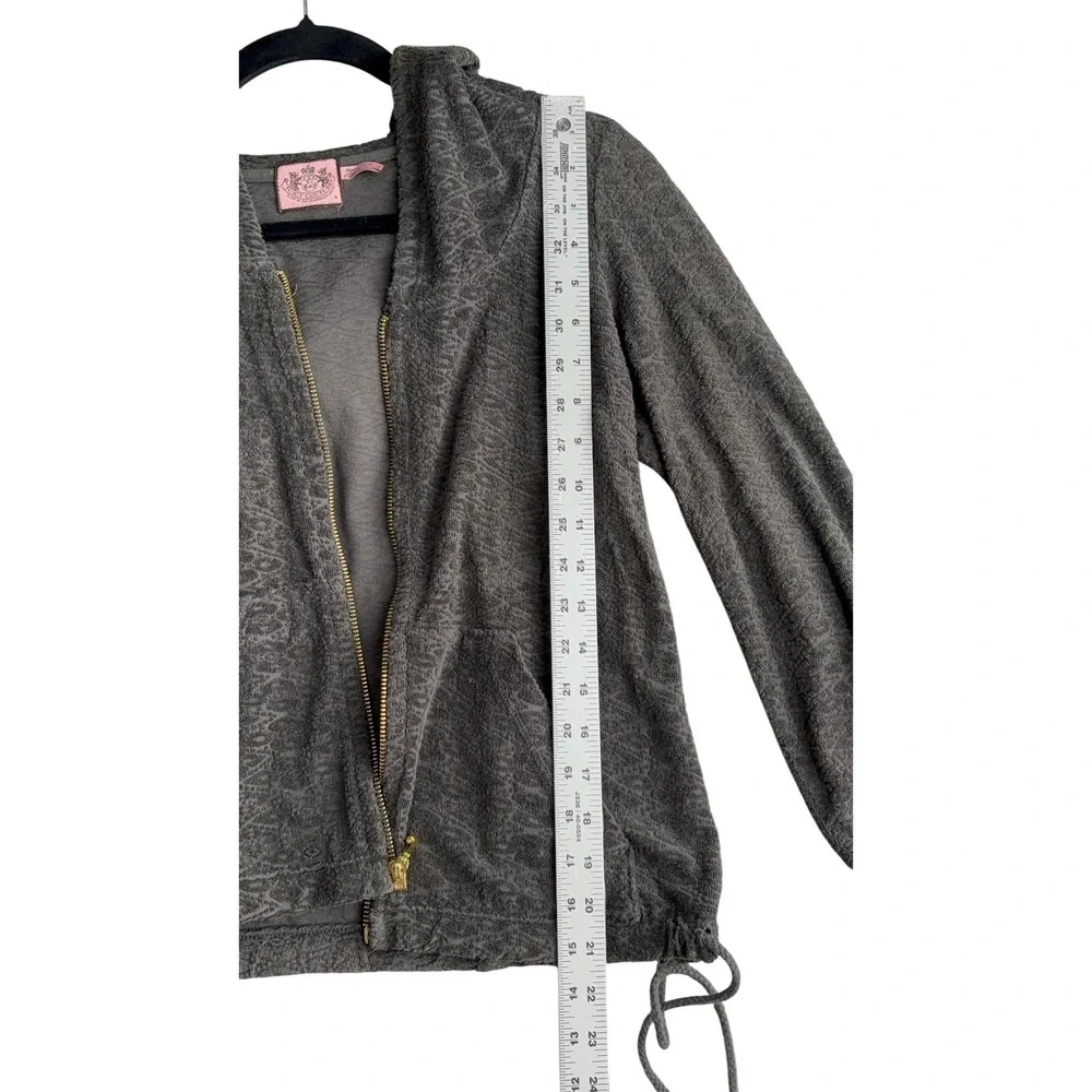Juicy Couture Y2K Terry Cloth Hoodie Olive Green Full‎ Zip Drawstring Jacket